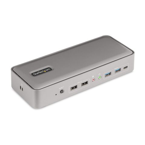 StarTech.com Docking Station KVM USB-C pour Deux PC Portables - Station d'Accueil DisplayPort 4K 60Hz pour 2 Moniteurs - Hub USB 5 Ports, GbE, Alimentation 90W/45W - Stations d'Accueil pour Ordinateur Portable