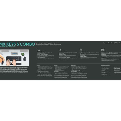 Logitech MX Keys S Combo clavier Souris incluse Bureau RF sans fil + Bluetooth AZERTY Belge Graphite