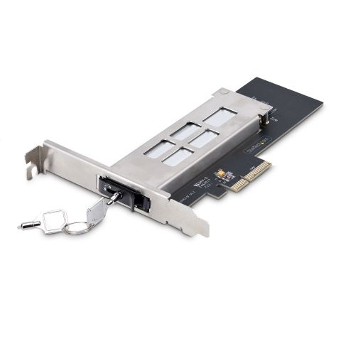 StarTech.com Adaptateur SSD M.2 NVMe vers PCIe x4 avec Plateau Amovible pour Slot d'Extension PCI Express, Carte Adaptateur PCIe, Installation Sans Outil, Baie de Disque Hot-Swap PCIe 4.0/3.0, Verrouillage par Clé